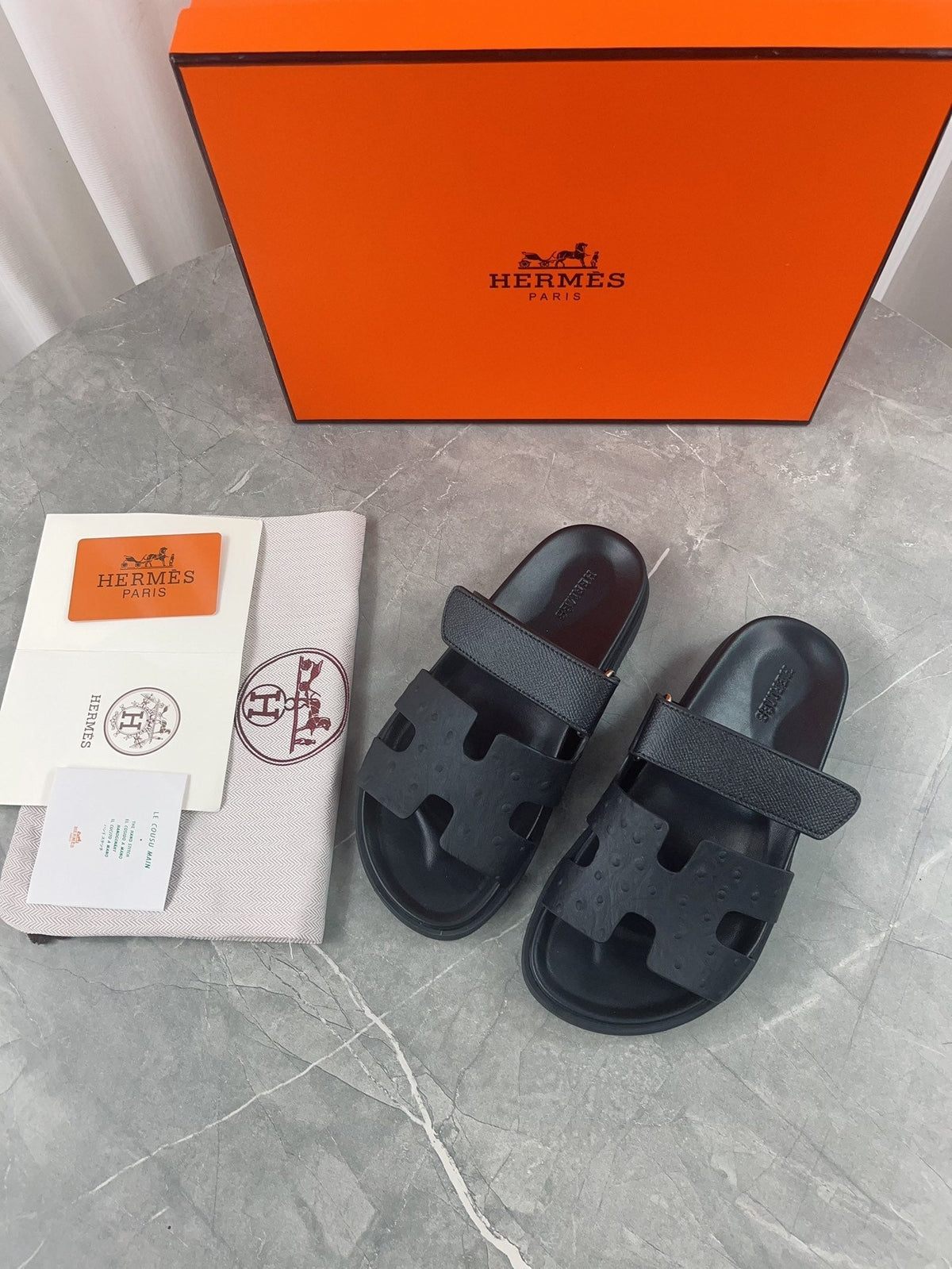 chypre sandal all black calfskin