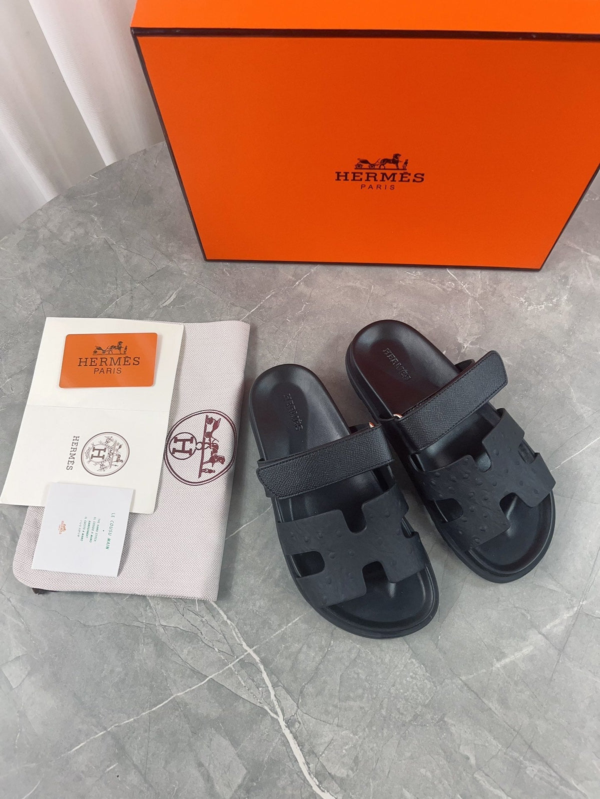 chypre sandal all black calfskin