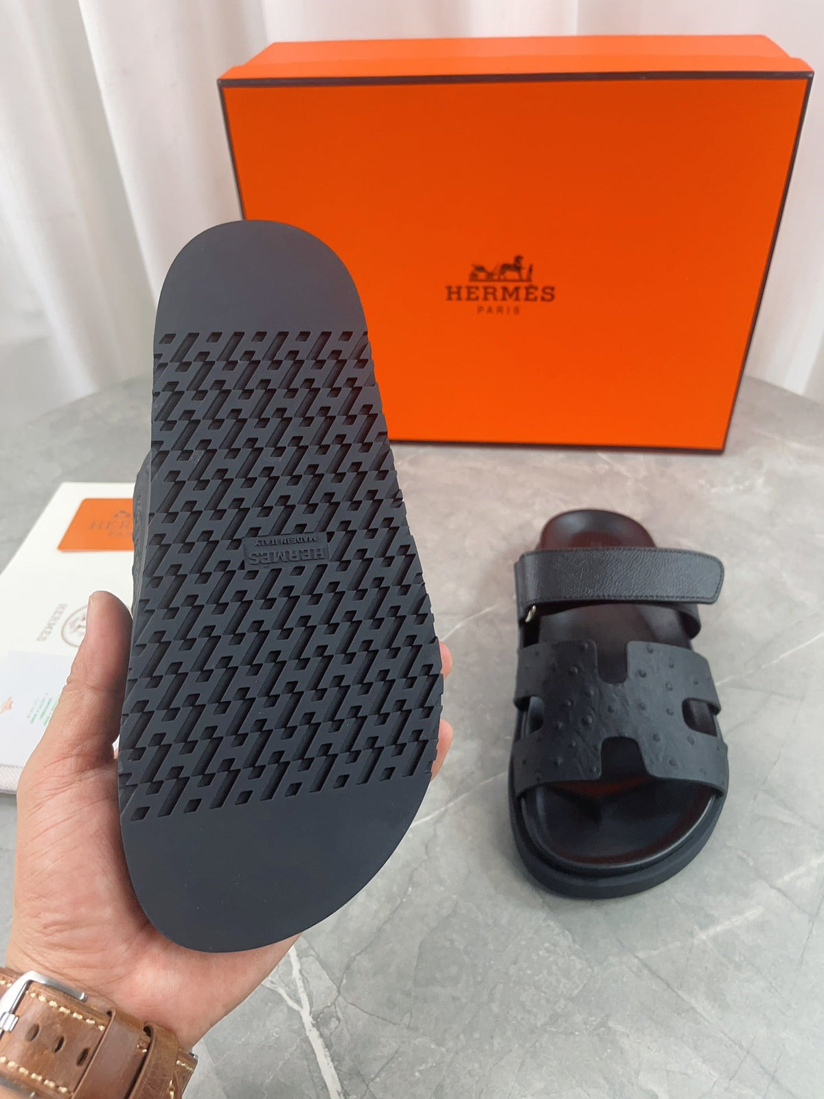 chypre sandal all black calfskin