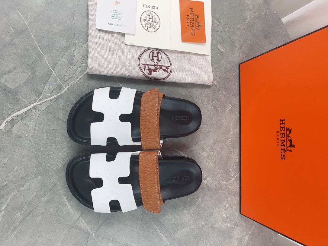 chypre sandal brown white calfskin