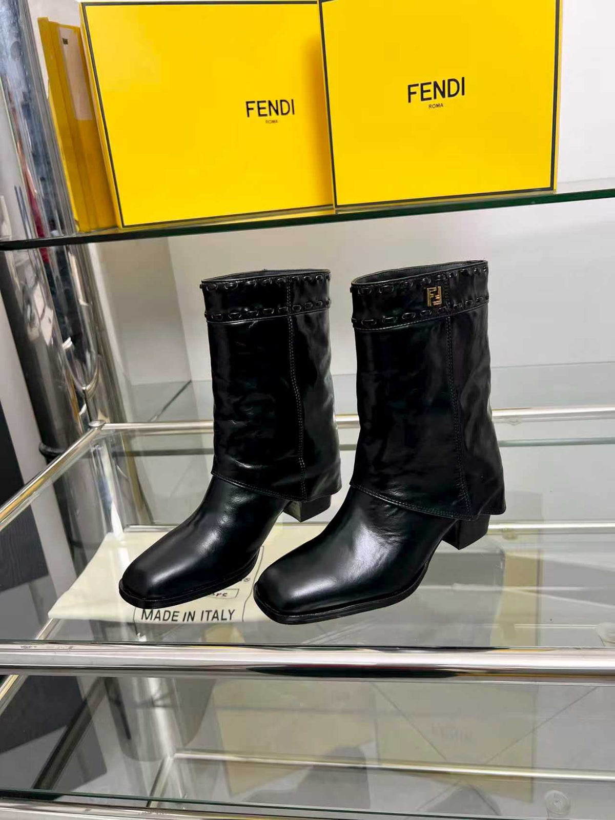 FENDI low boots black calfskin 521237