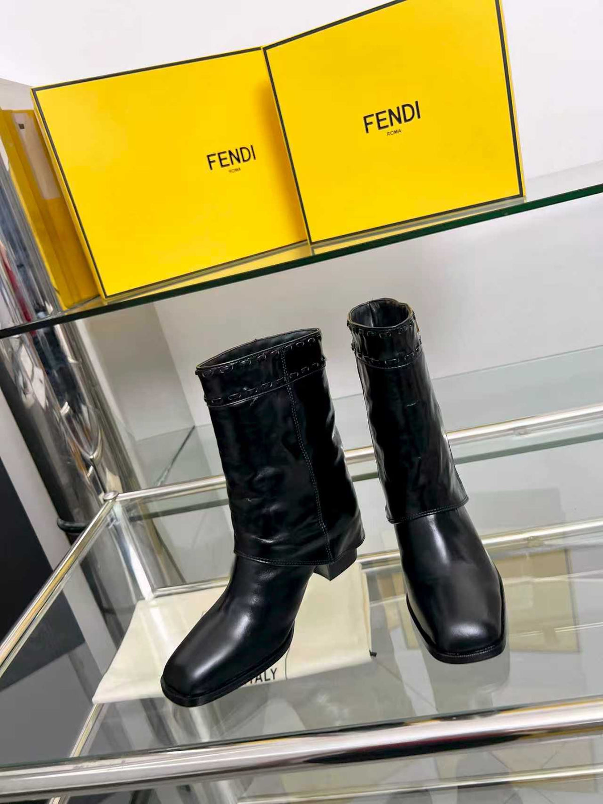 FENDI low boots black calfskin 521237