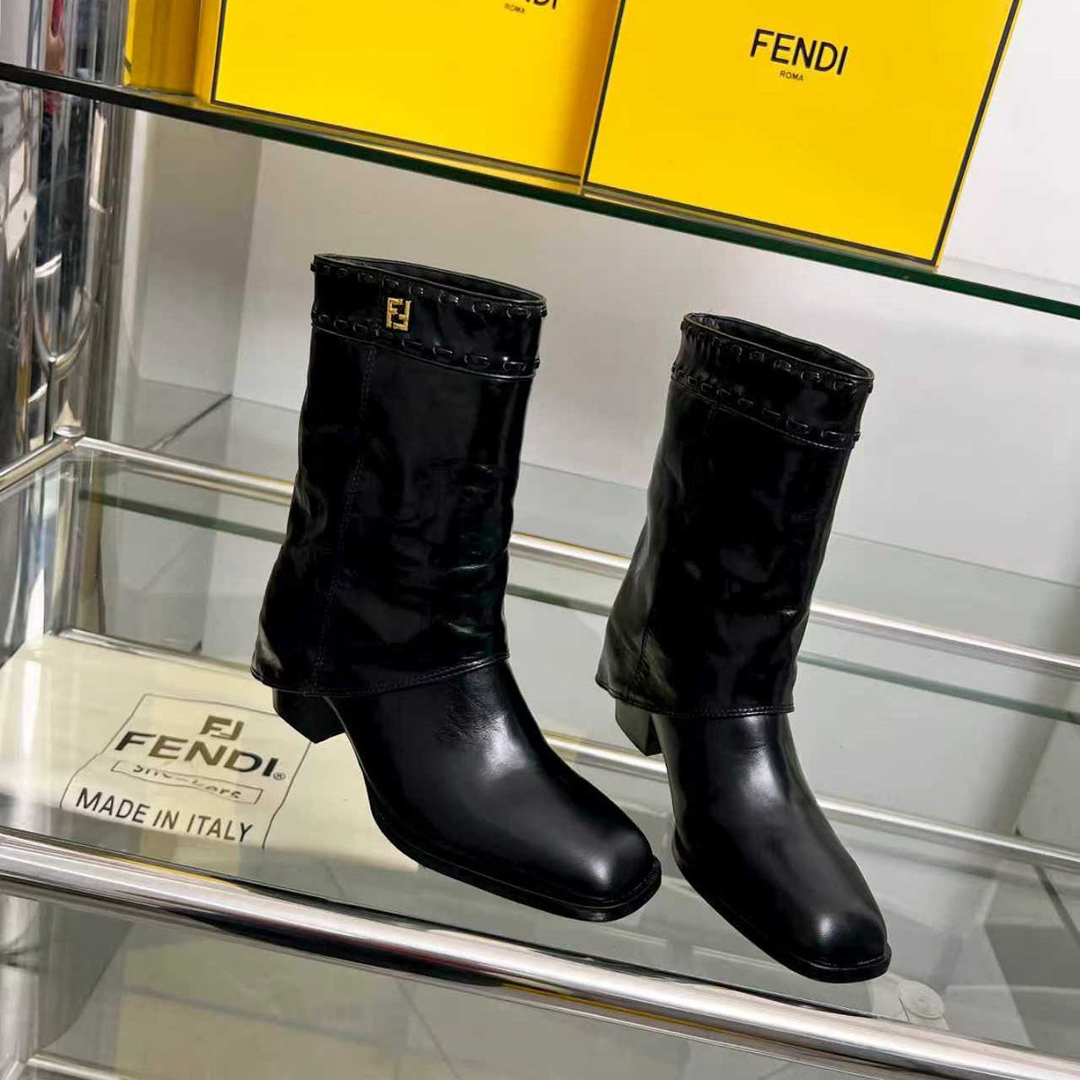 FENDI low boots black calfskin 521237