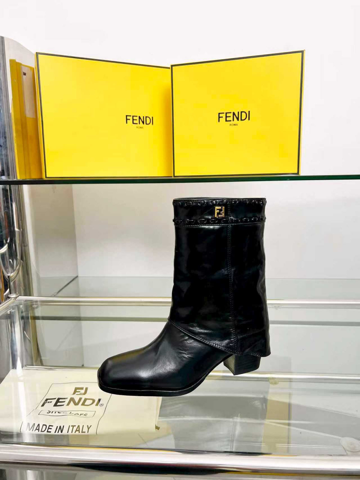 FENDI low boots black calfskin 521237