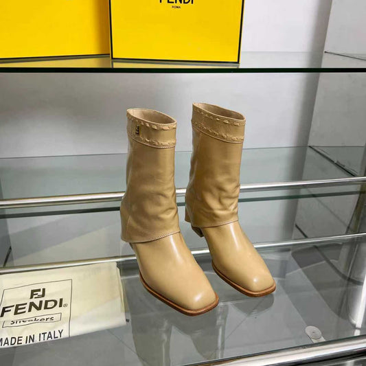 FENDI low boots beige calfskin 521238