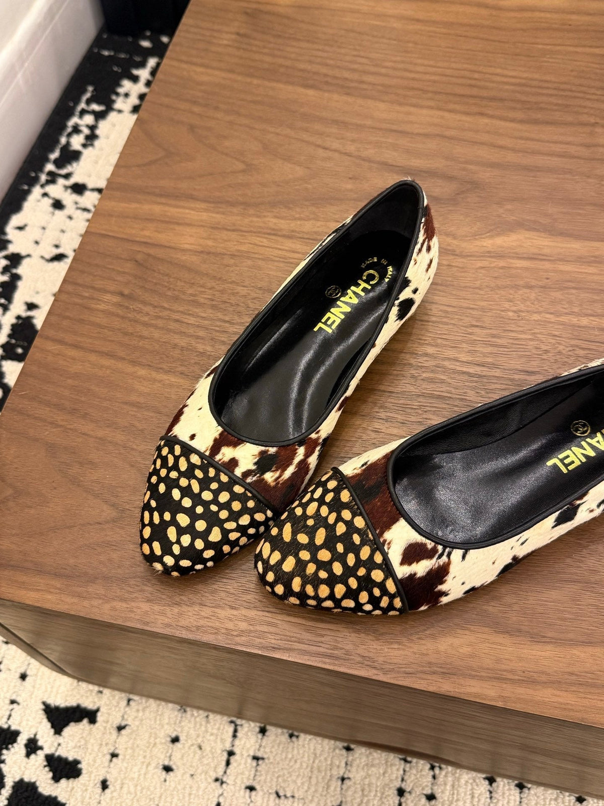 Chanel 2026 Ballet Flat Black White Brown Horsehair Calfskin 686503