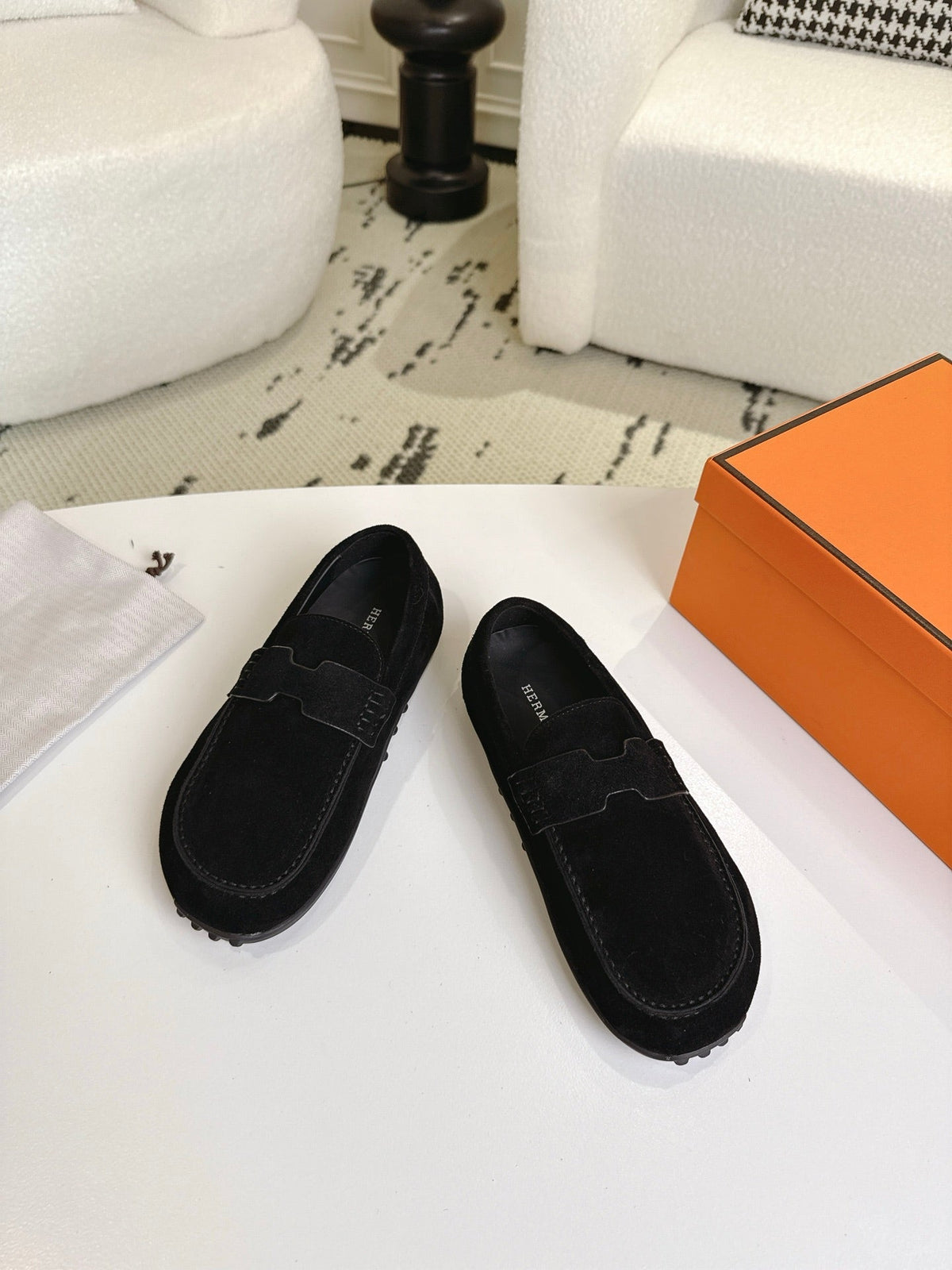 HM Lazy Loafers Black Suede 523337