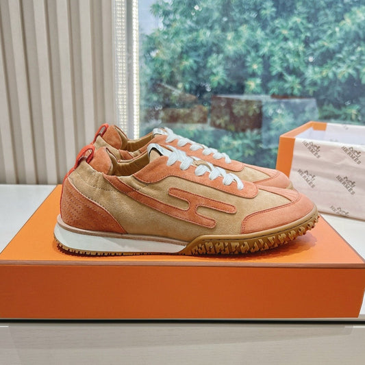 HM JET SNEAKER BROWN ORANGE CALFSKIN SUEDE