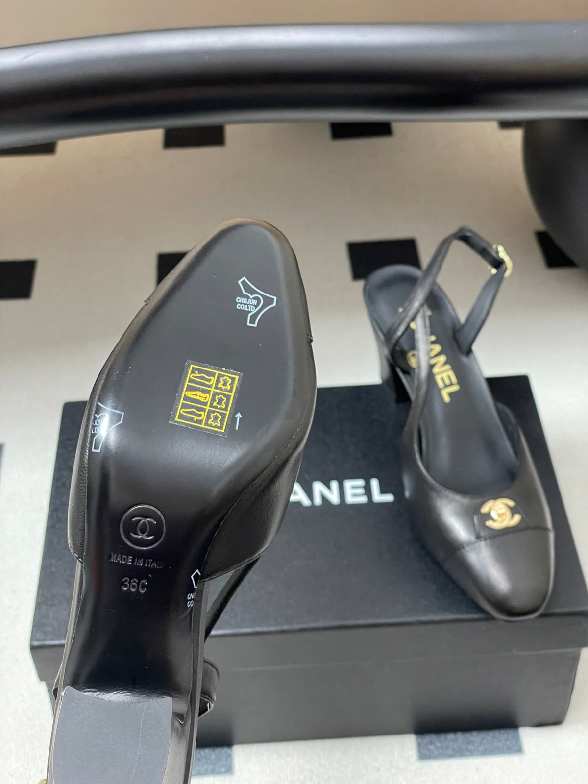 Chanel 25 Slingback 50mm Black Lambskin 473218