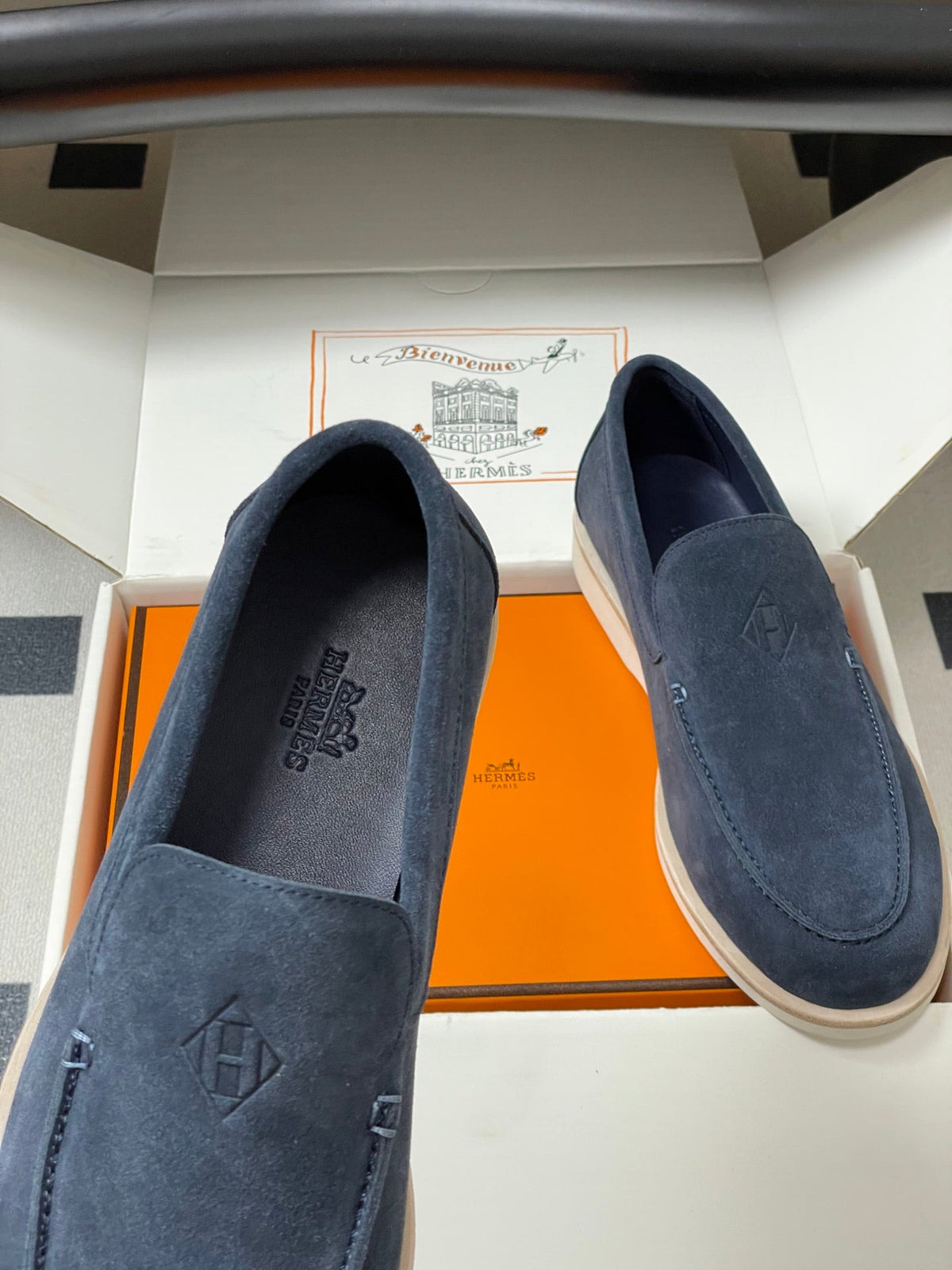 HM Low Loafers Blue Suede 593660