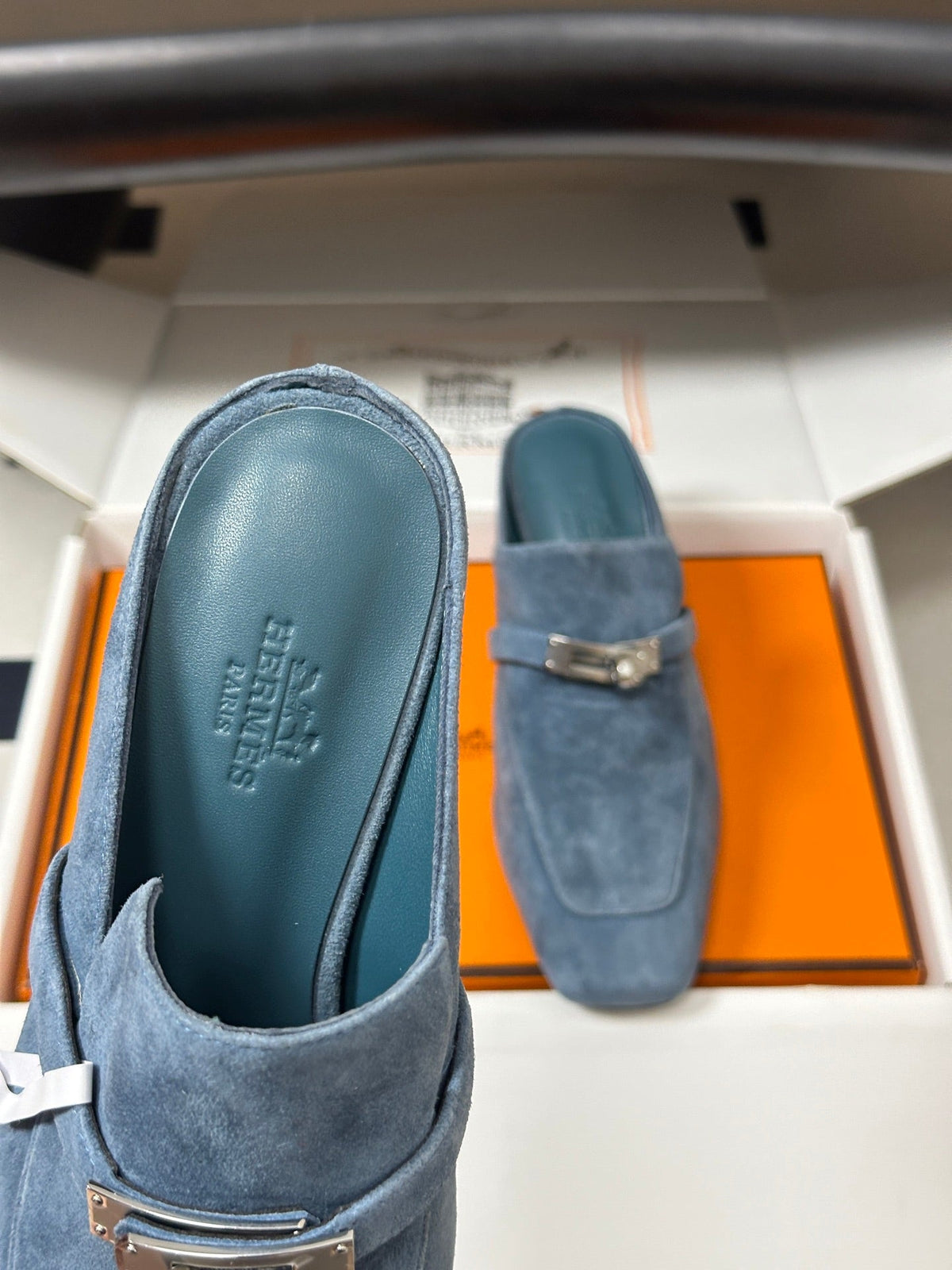 HM Blossom Mule 65mm Stale Blue Suede 902905