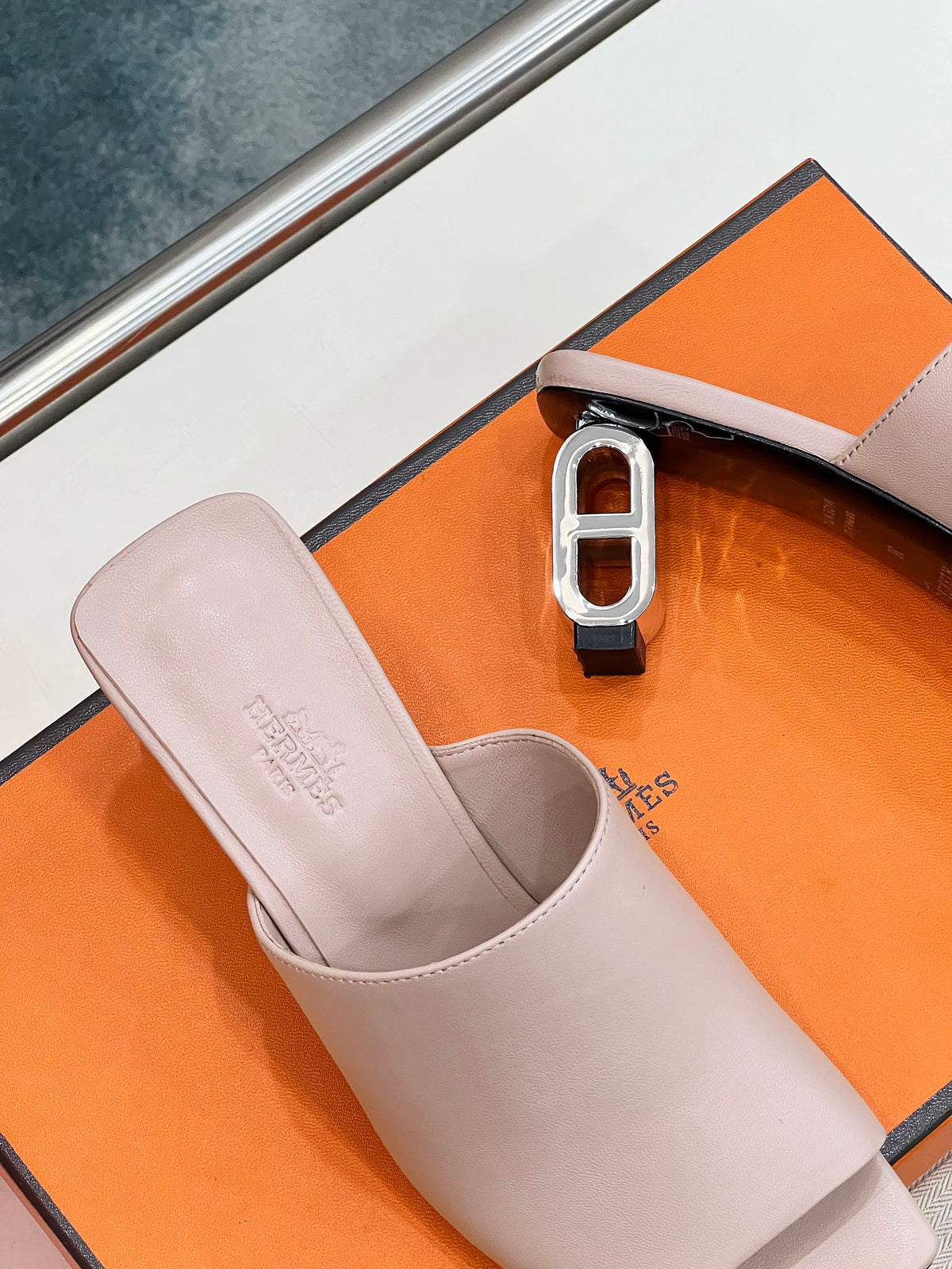 HM Iconique 60 Sandal In Baby Pink Calfskin