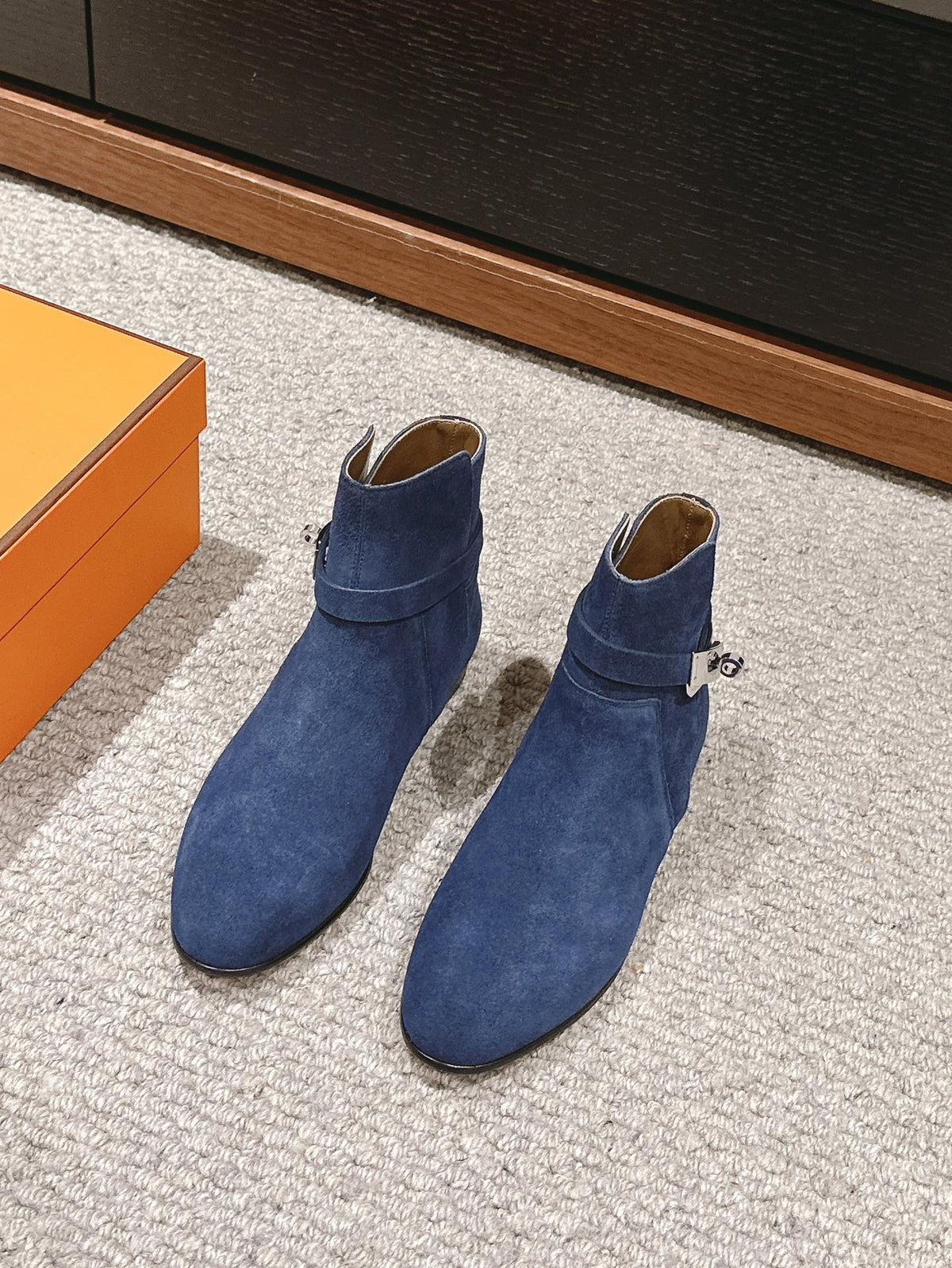 neo ankle boot dark blue suede calfskin