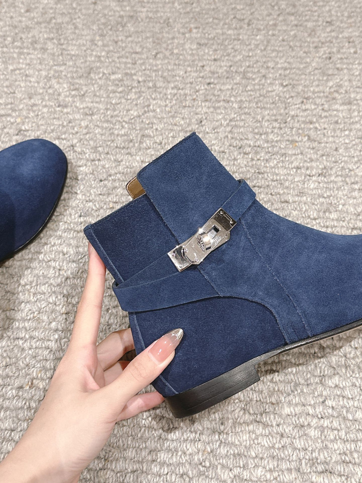 neo ankle boot dark blue suede calfskin