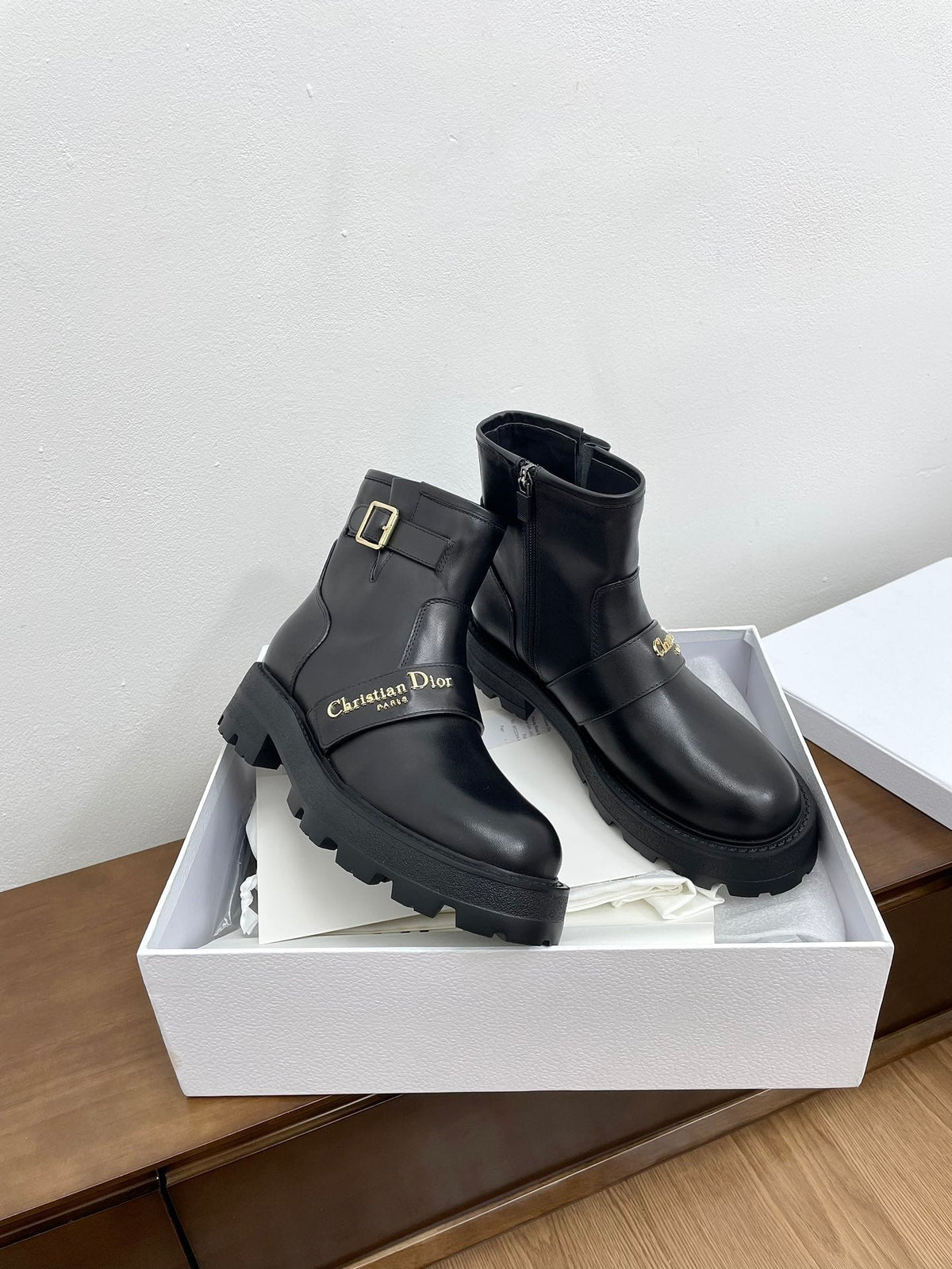 CD D-Quest Ankle Boot 40mm Plain Black Calfskin