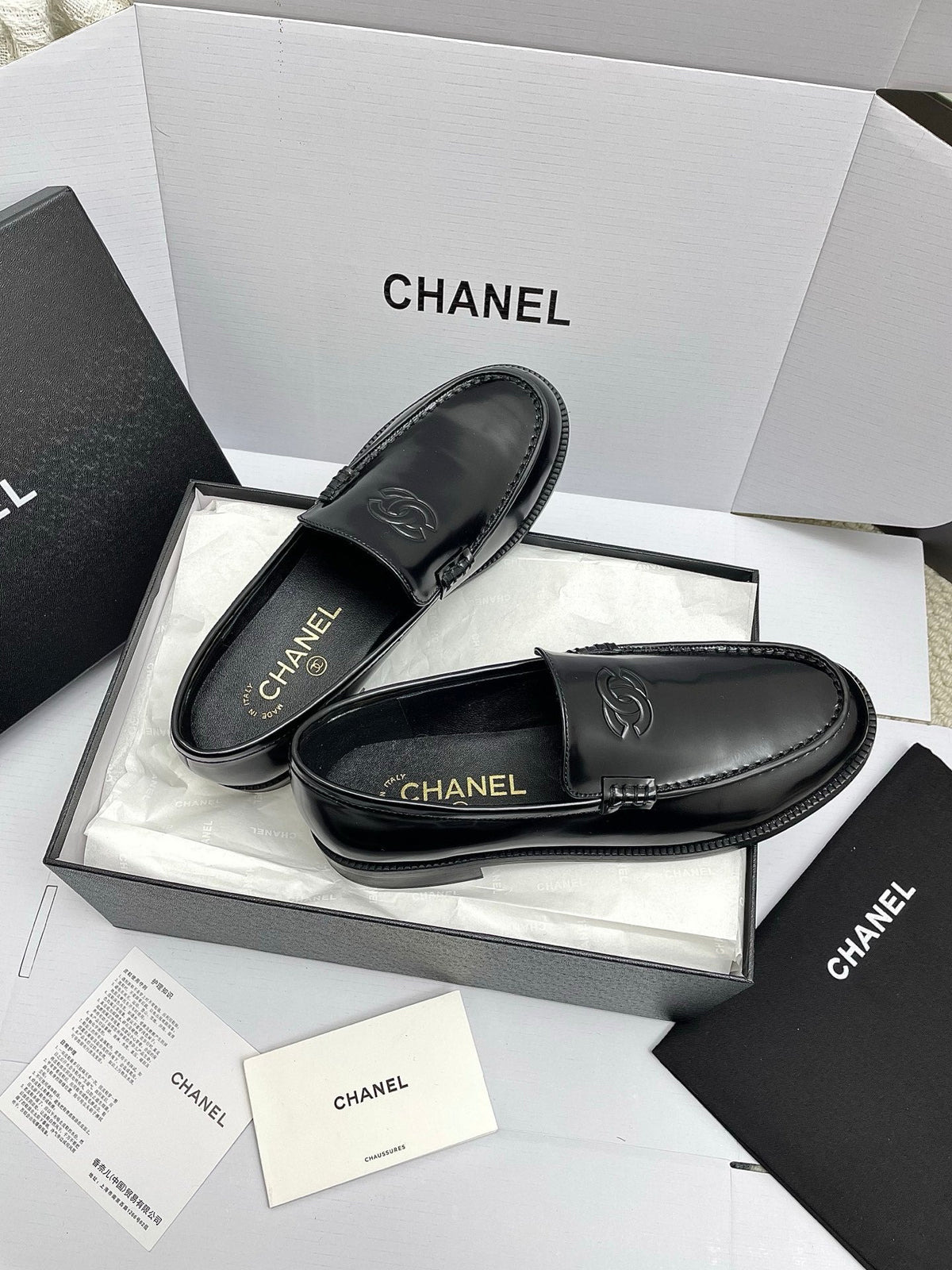 CC 26s Double C Loafers Black Calfskin 645307