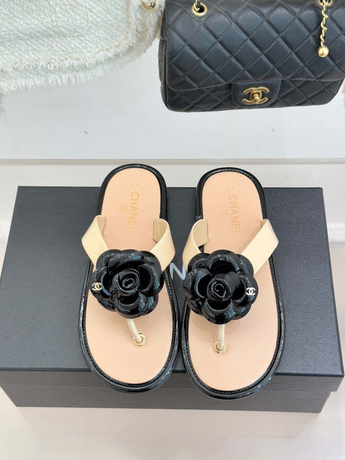 CC 26 Camellia Thong Sandal Sheepskin