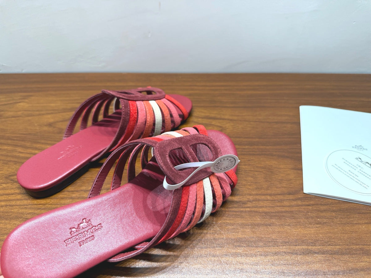 HM Noria Sandals Burugndy Colorful Suede 849480