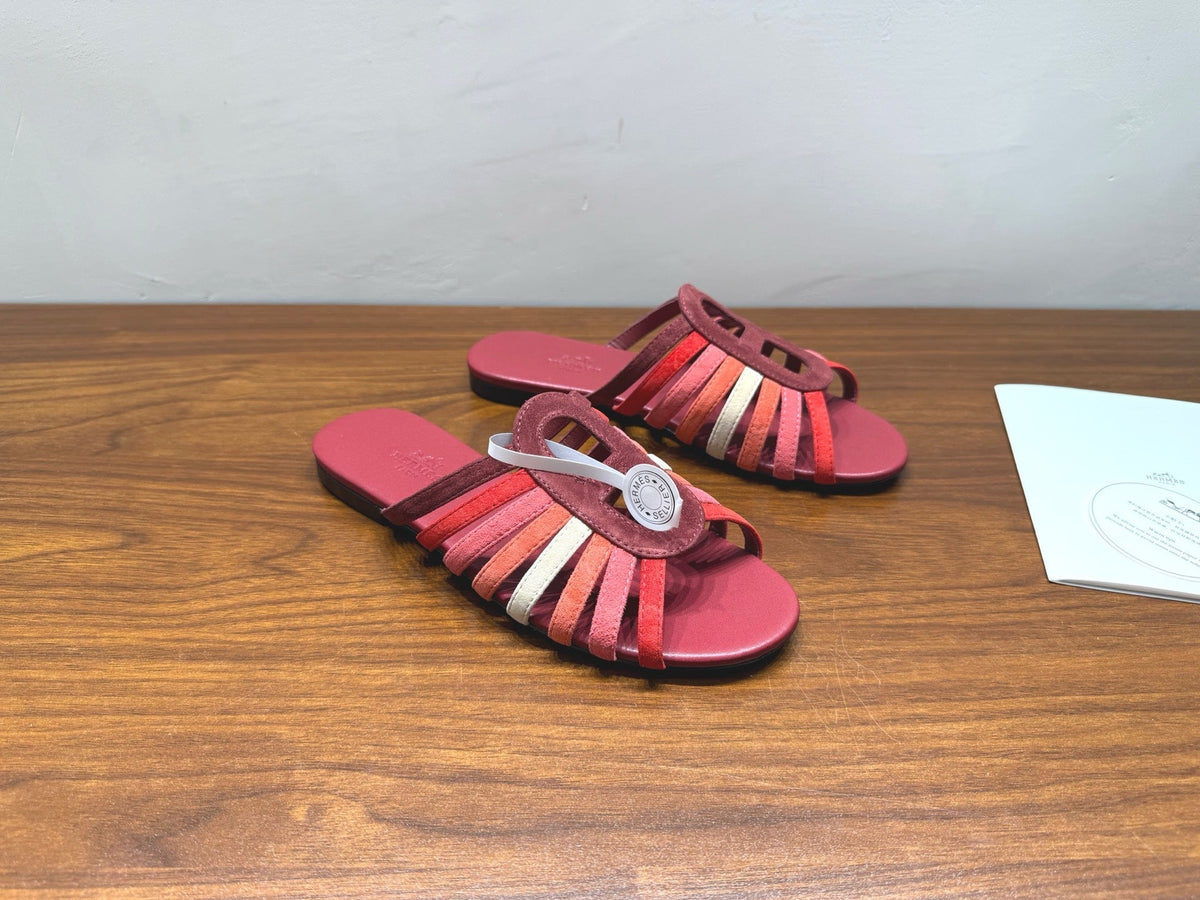 HM Noria Sandals Burugndy Colorful Suede 849480