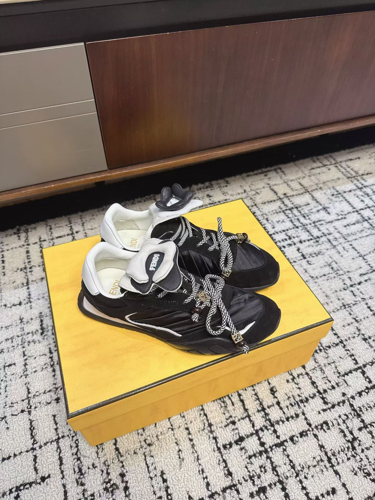 Fendi Flow Trainers Black Suede 682051
