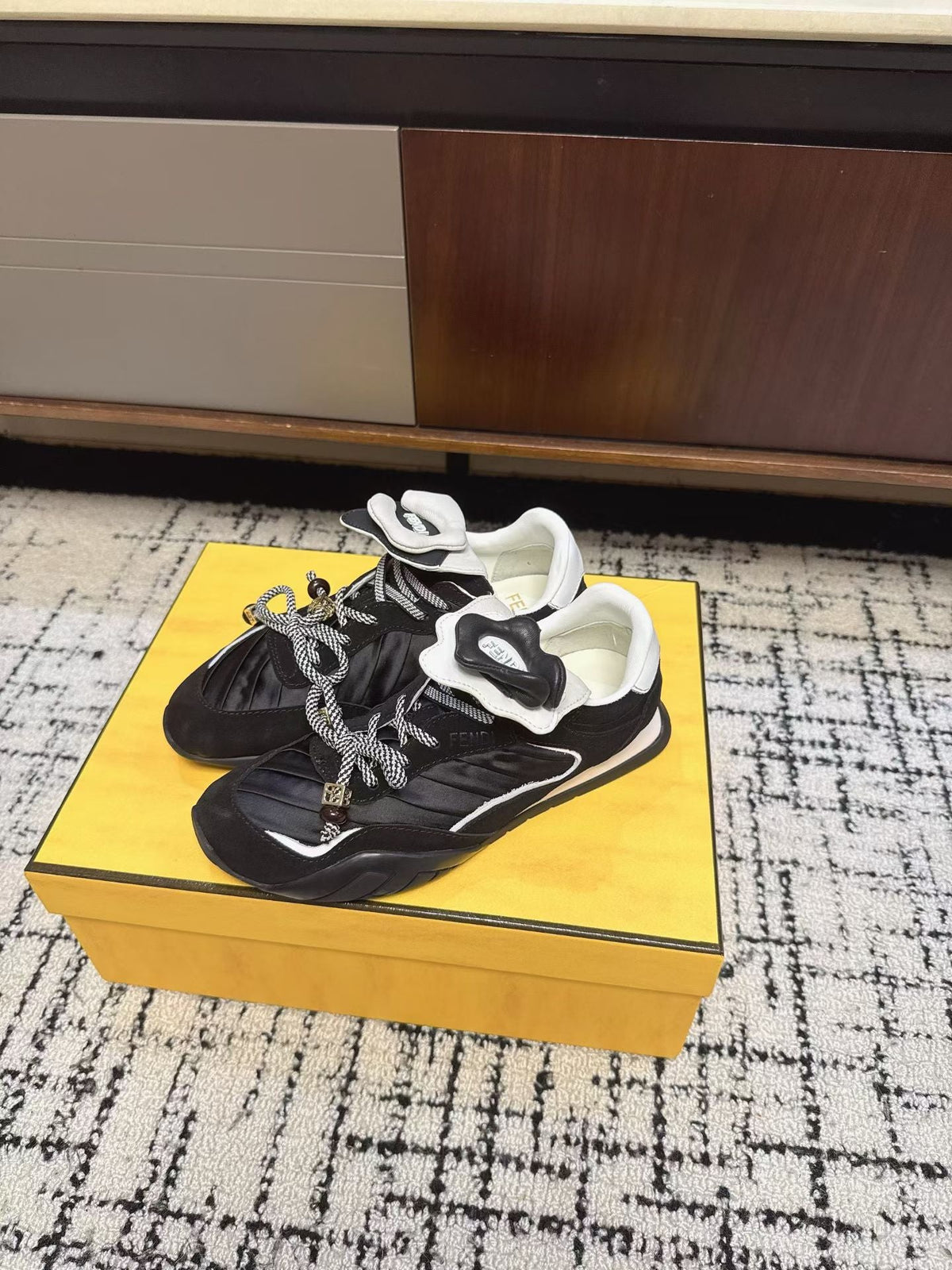 Fendi Flow Trainers Black Suede 682051