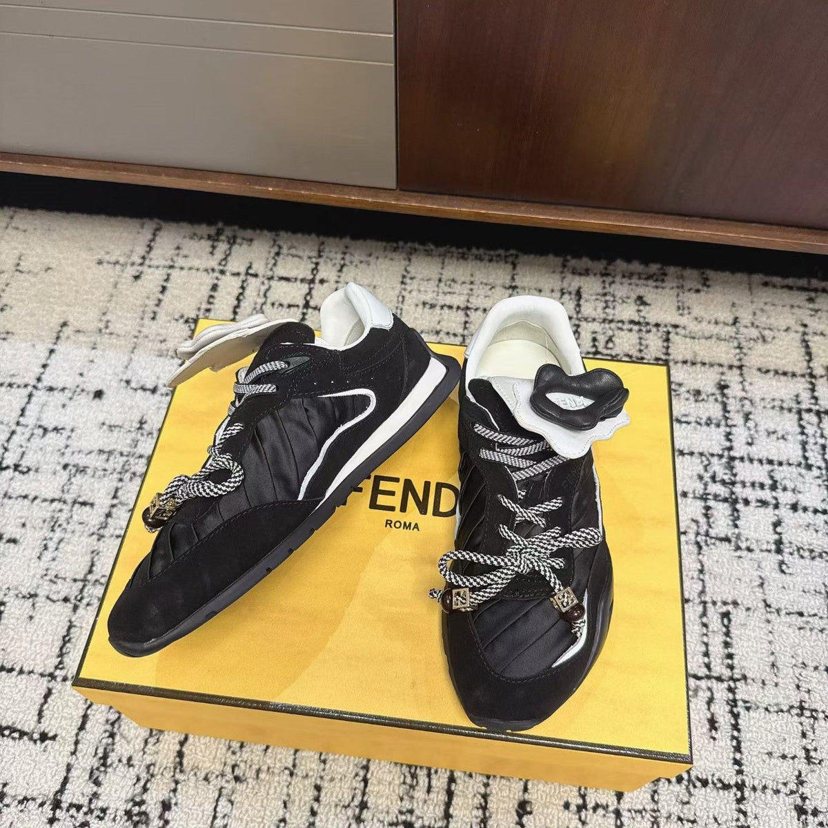 Fendi Flow Trainers Black Suede 682051
