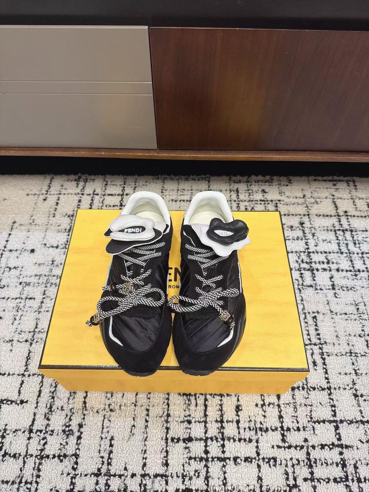 Fendi Flow Trainers Black Suede 682051
