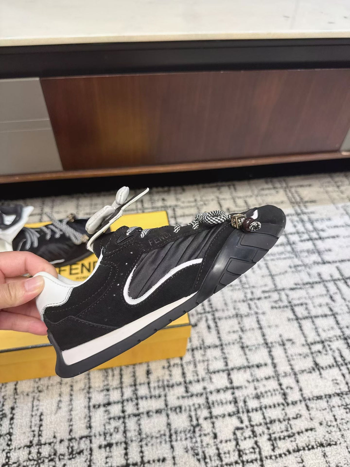 Fendi Flow Trainers Black Suede 682051
