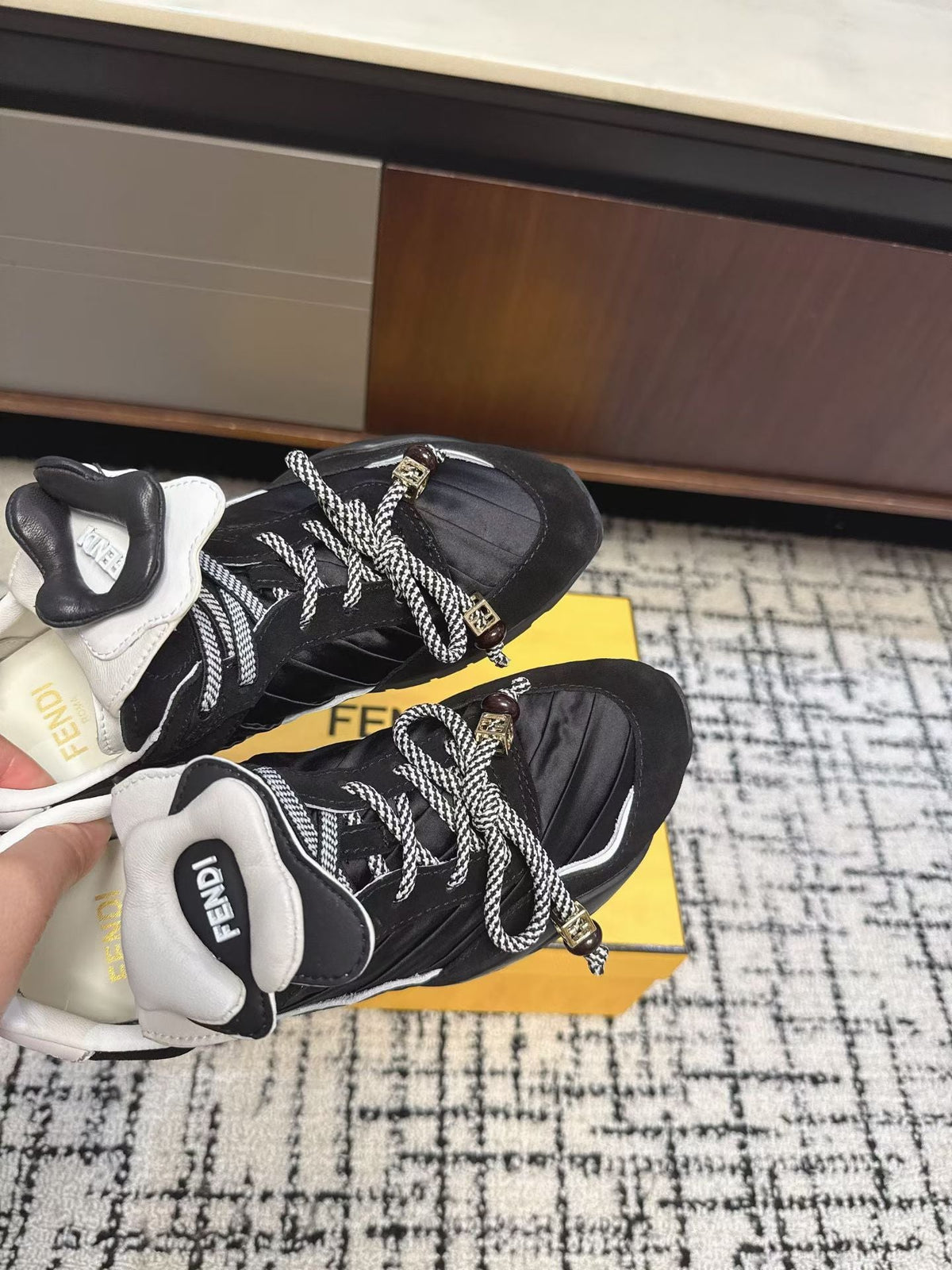 Fendi Flow Trainers Black Suede 682051