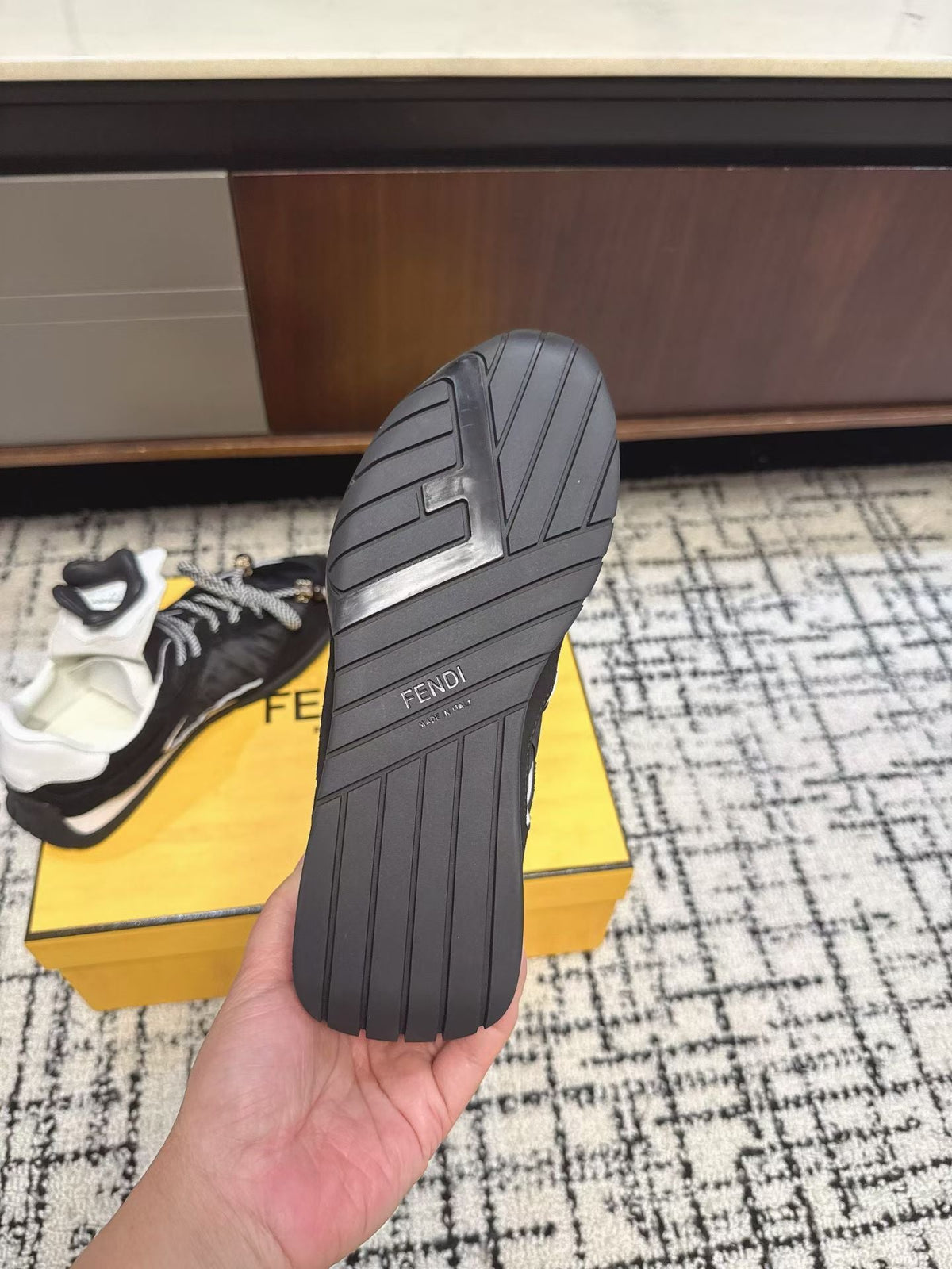 Fendi Flow Trainers Black Suede 682051