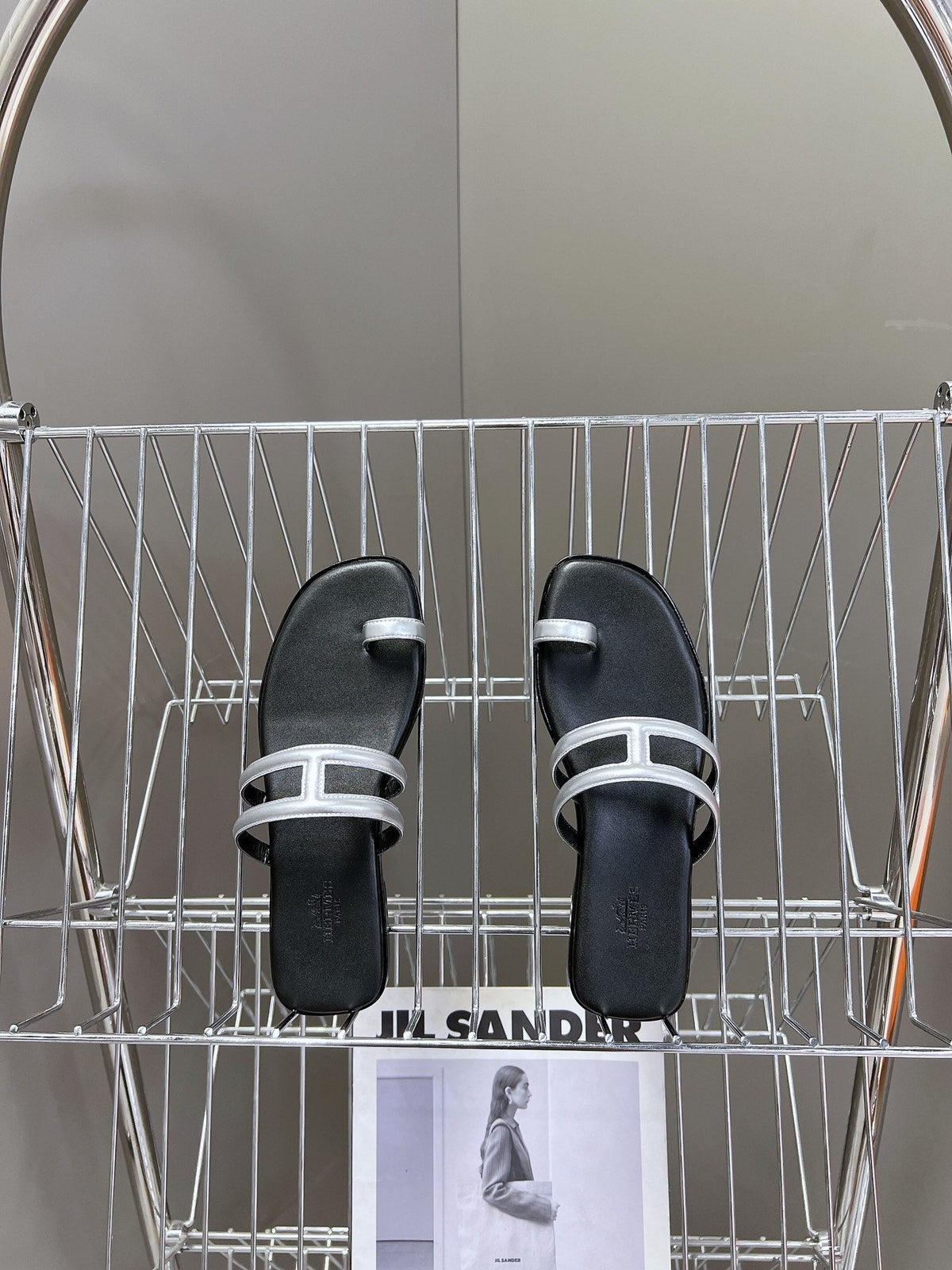Georgia Sandals Silver Black Calfskin