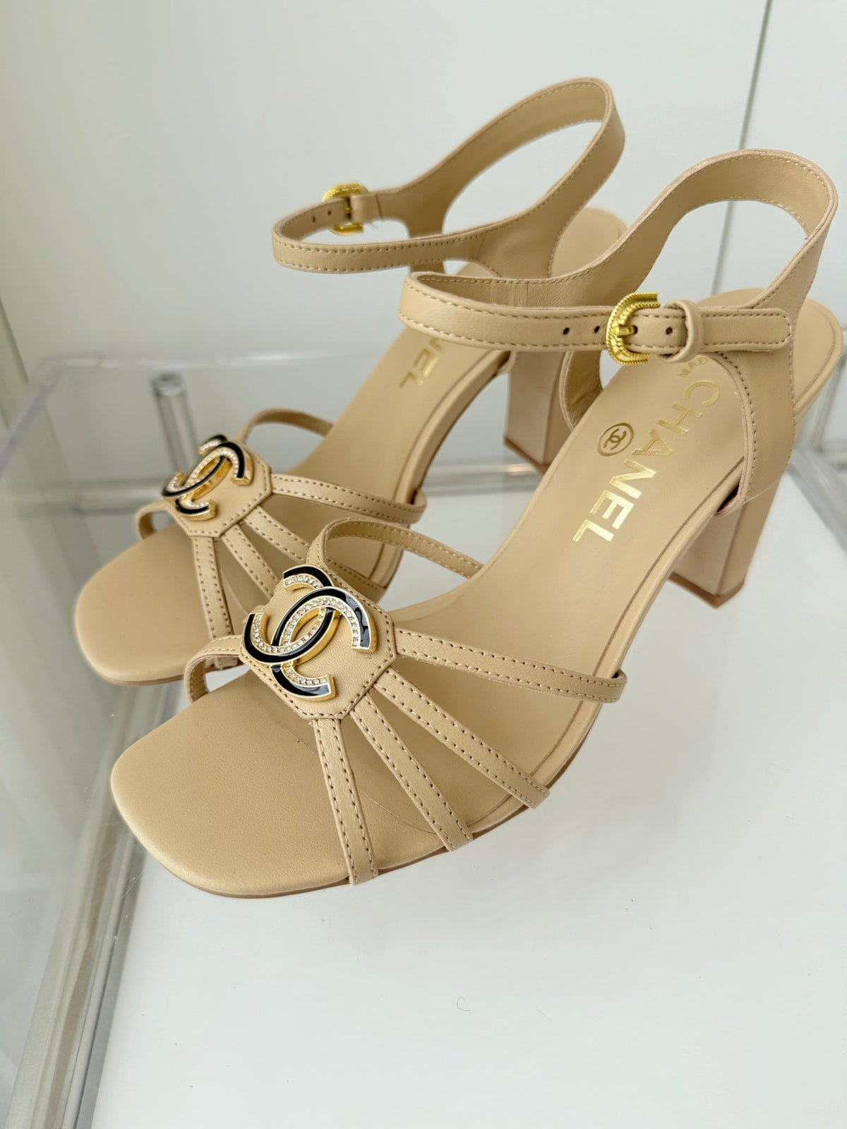 Chanel 2026 Slingback Square Heels 8.5cm Leather Sheepskin 823415