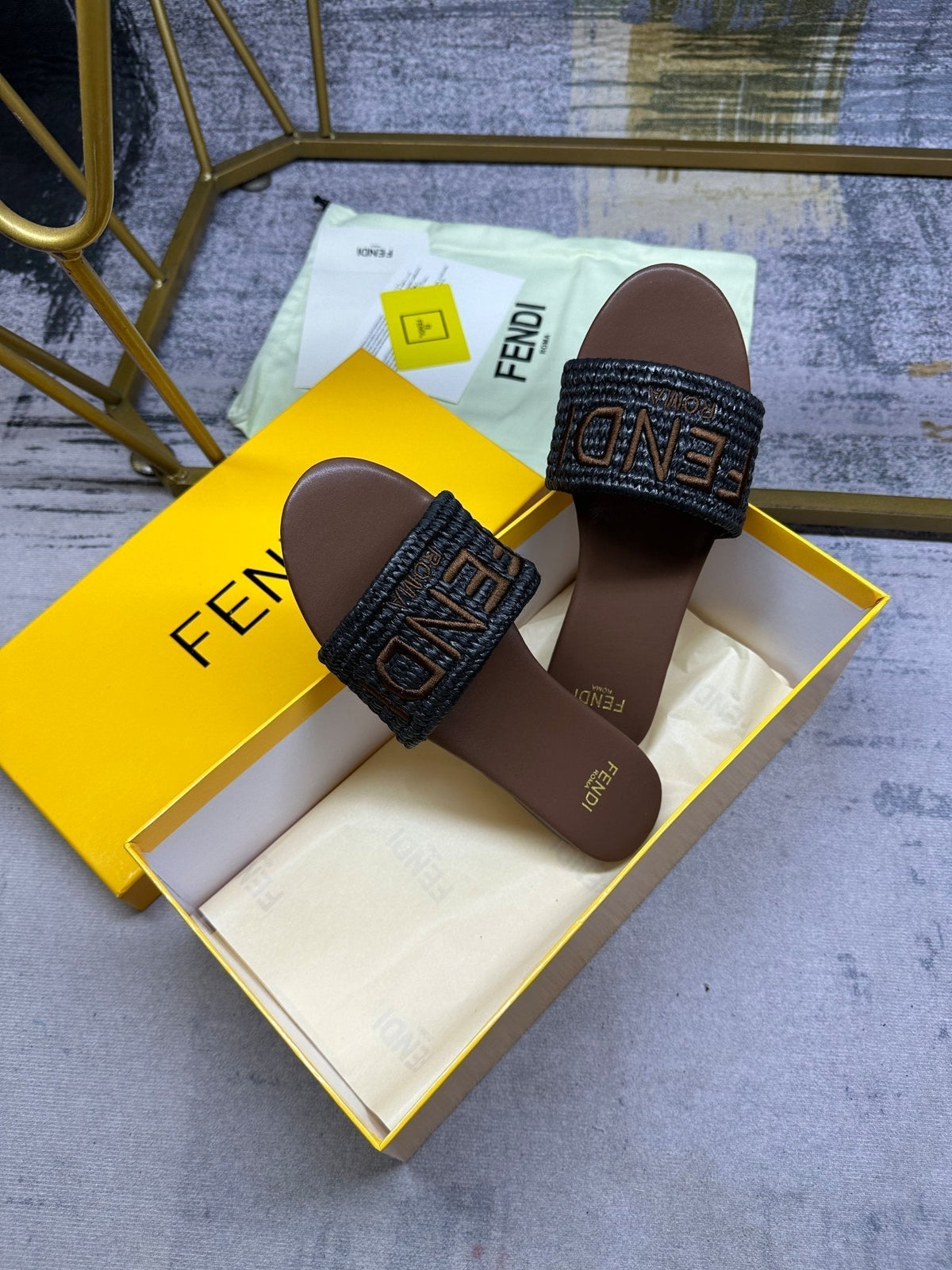 FF Signature 10 Black Brown Cotton Fibre Slide