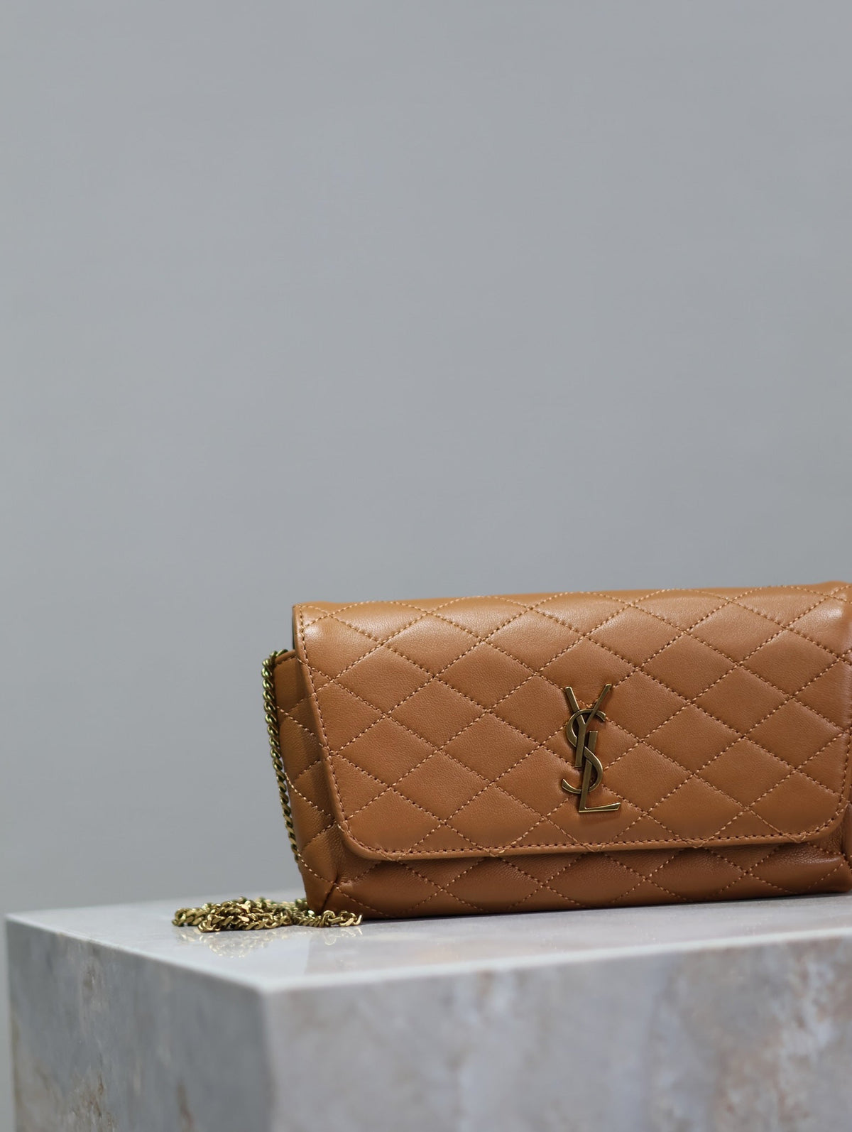 Prada Gaby Phone Bag 19cm Light Brown Quilted Leather GHW