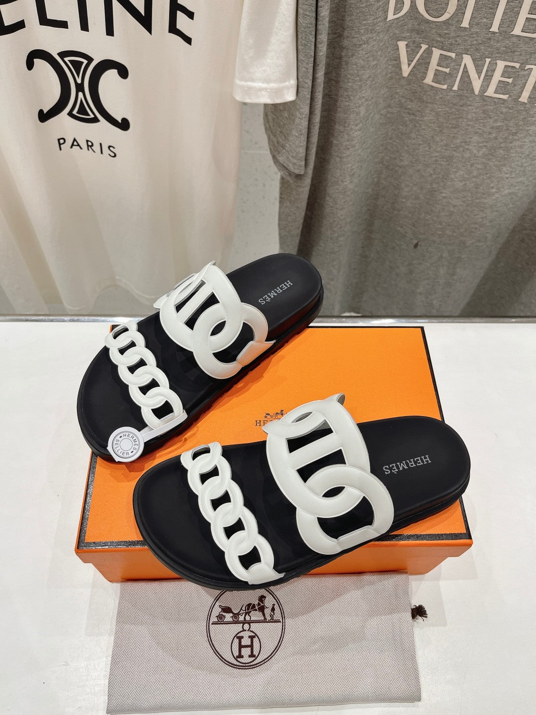 EXTRA SANDAL BLACK MIX WHITE CALFSKIN