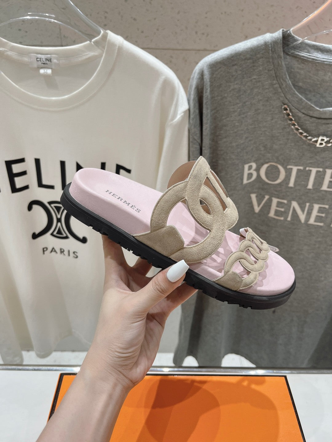 EXTRA SANDAL PASTEL PINK CALFSKIN