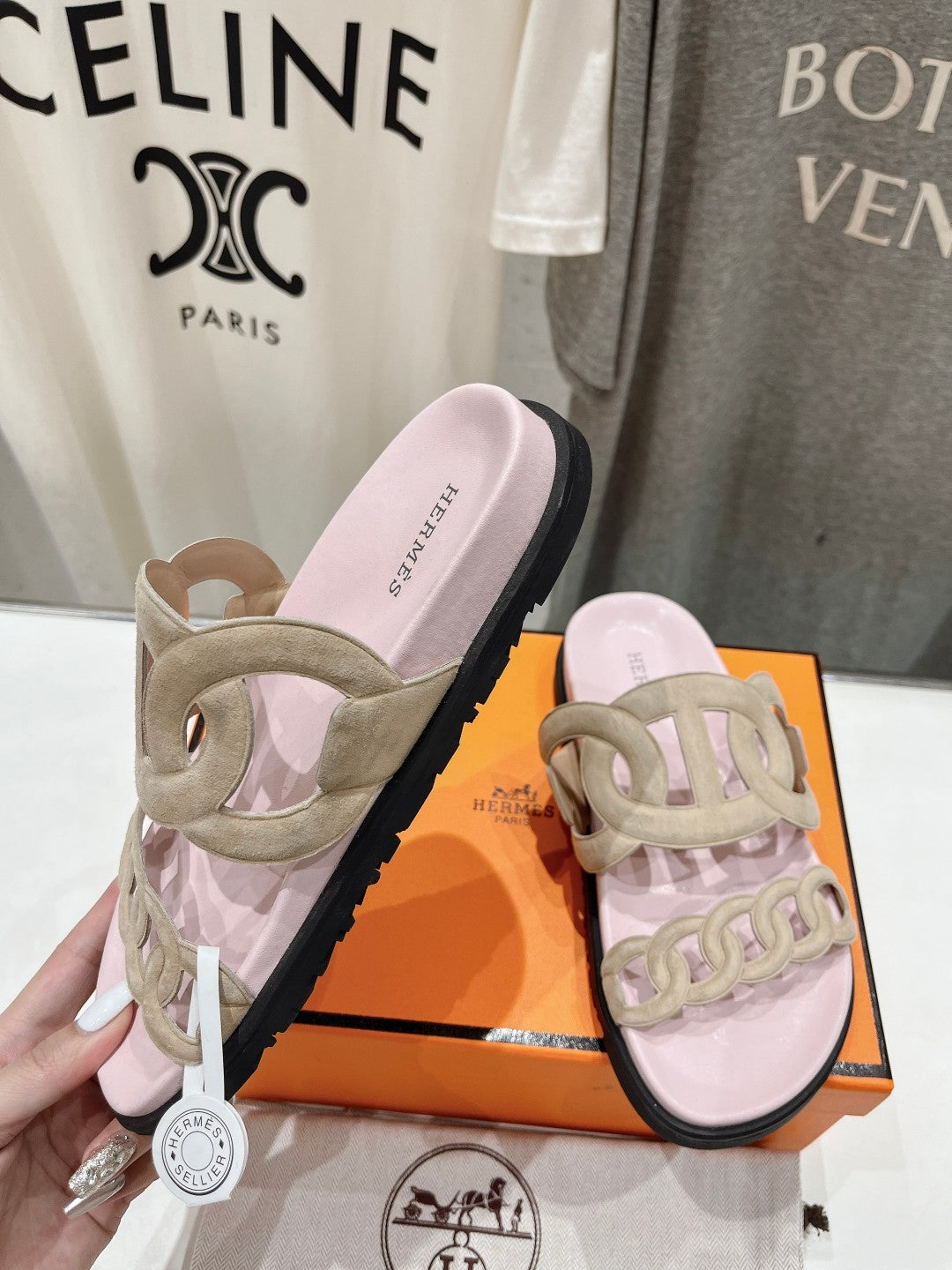 EXTRA SANDAL PASTEL PINK CALFSKIN