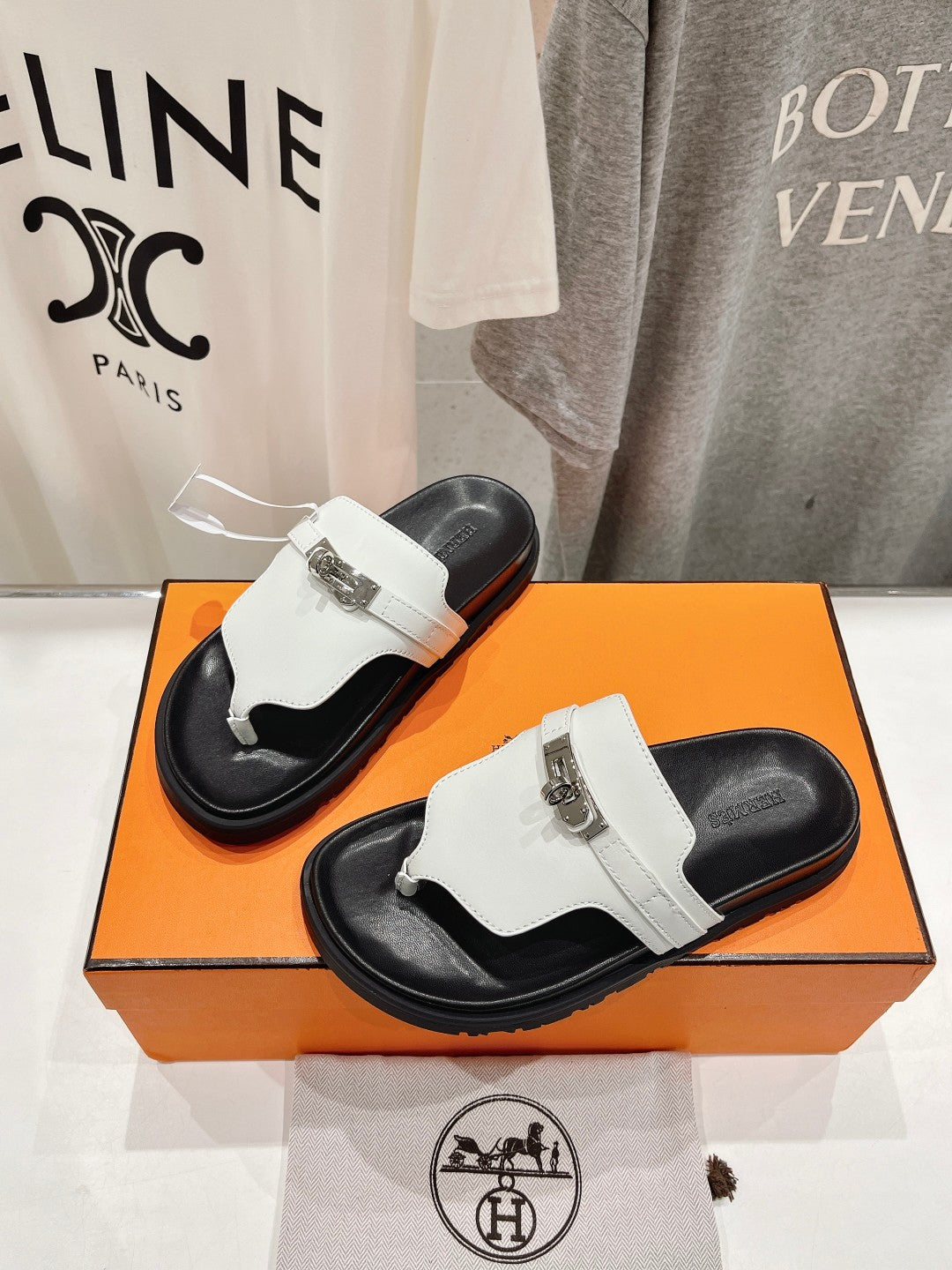 EMPIRE SANDAL BLACK MIX WHITE CALFSKIN