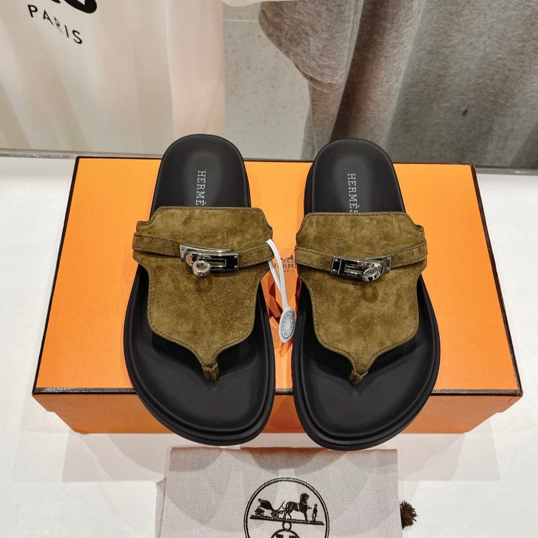 EMPIRE SANDAL BLACK MIX ARMY GREEN SUEDE