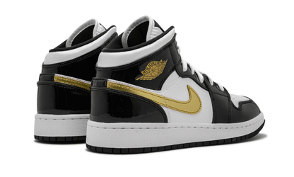 Air Jordan 1 Mid SE GS "Black Gold Patent Leather" BQ6931 007