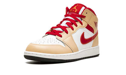 Air Jordan 1 Mid GS "Beige / Red" 554725 201